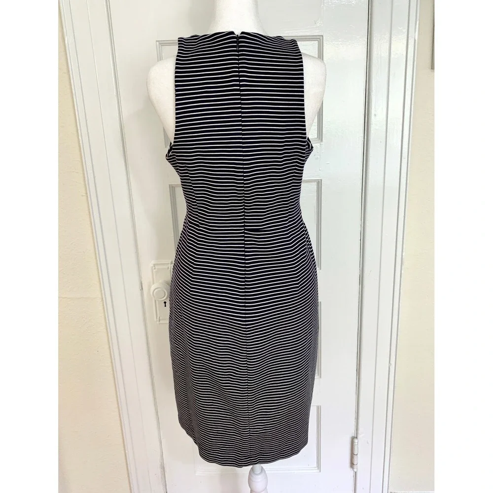 Banana Republic Sleeveless Ponte Sheath Dress Navy White Stripe Career Size 6